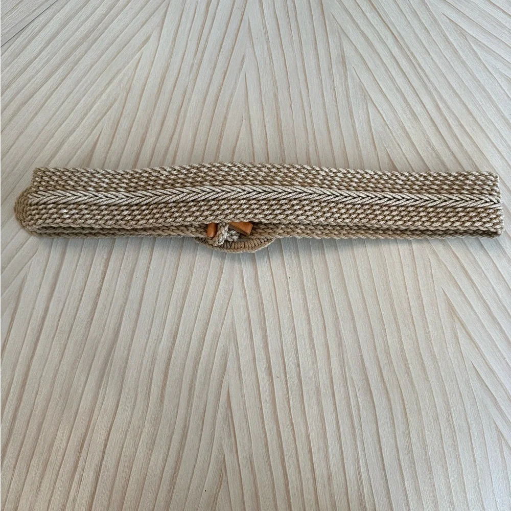 Woven Round Buckle Braided Belt - Natural Beige - Picture 5 of 9